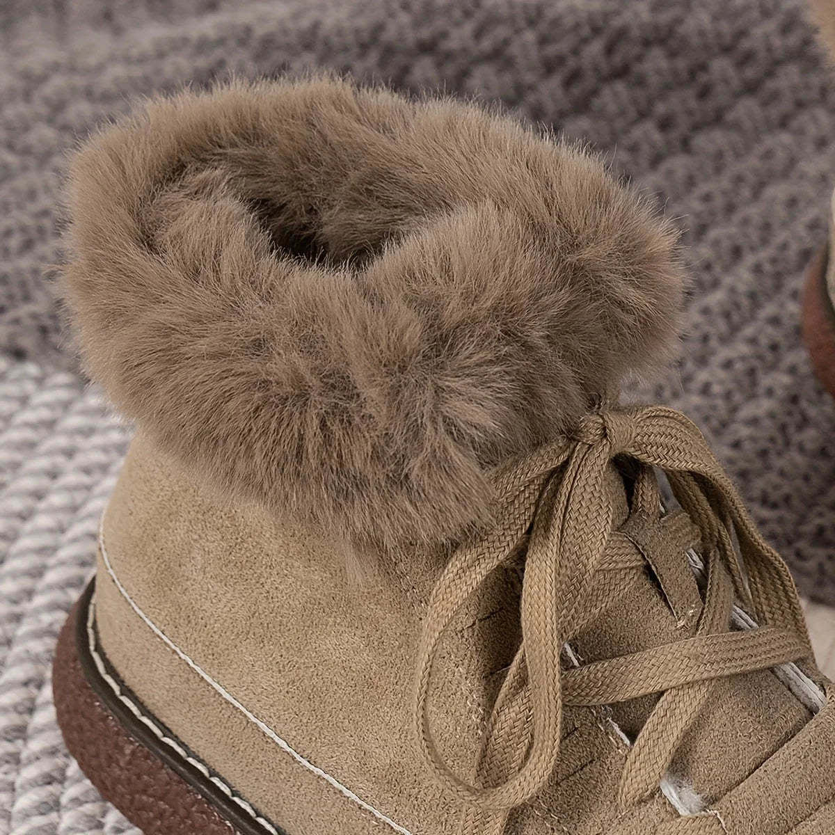 Solid Color Short Plush Lined Comfortable Warm Winter Snow Boot