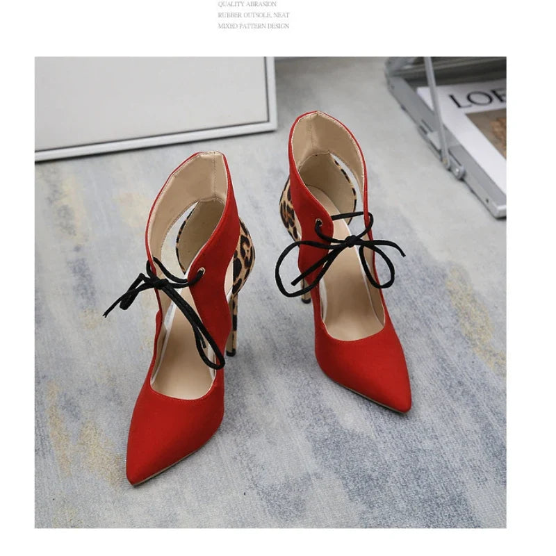 New Fashion Super High Heel Pointed Lace-up High Heel