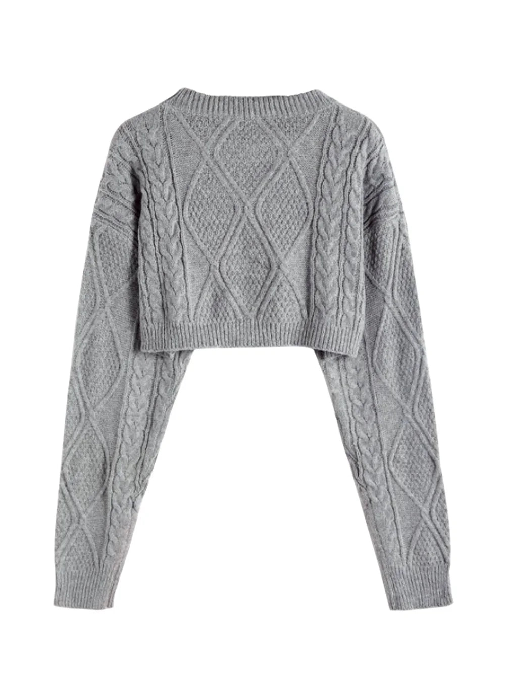 Long Round Collar Pullover Short Twist Solid Winter Sweater