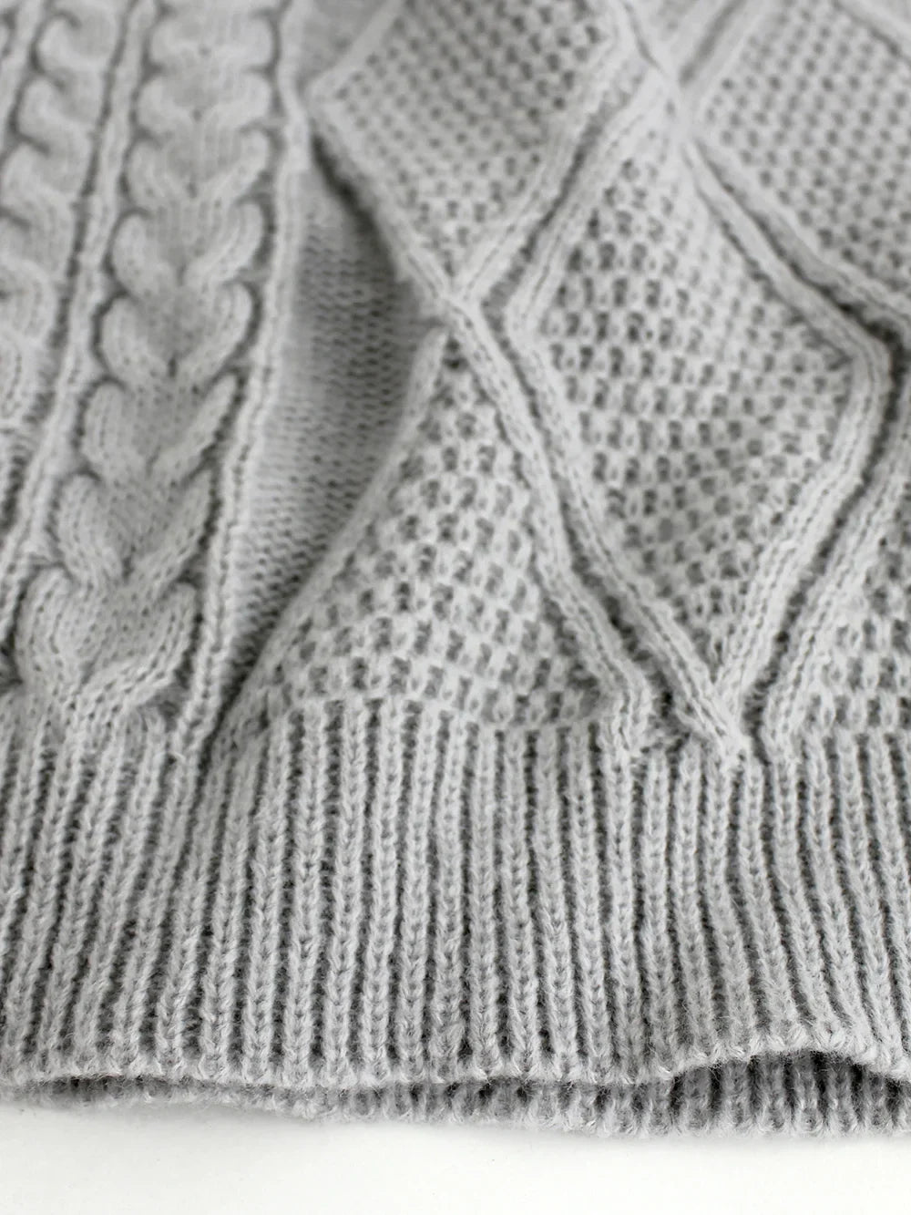 Long Round Collar Pullover Short Twist Solid Winter Sweater