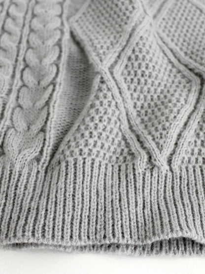 Long Round Collar Pullover Short Twist Solid Winter Sweater