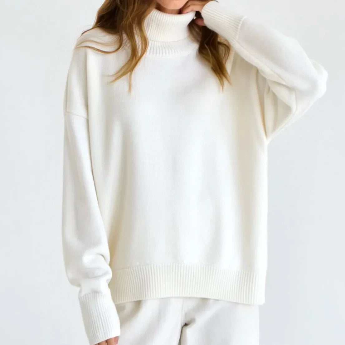 Turtleneck Oversized Chunky Long Loose Casual Slouchy Sweater