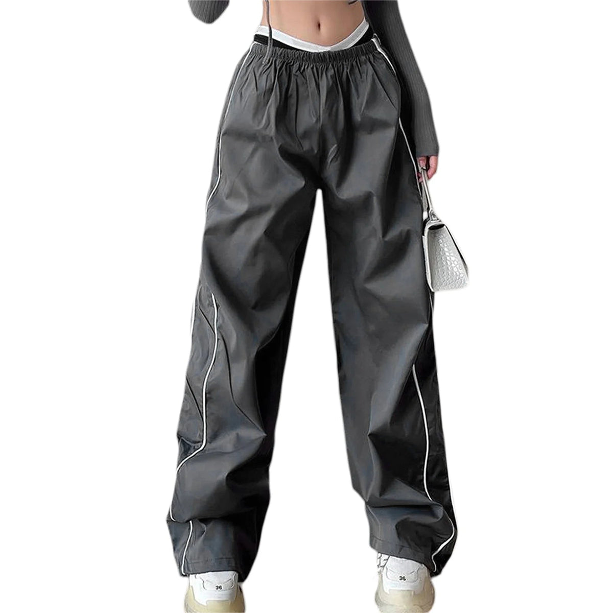 Loose Y2K Baggy Cargo Drawstring Elastic Low Waist Sweatpants