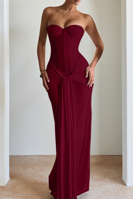 Defined Waist Maxi Party Dress
