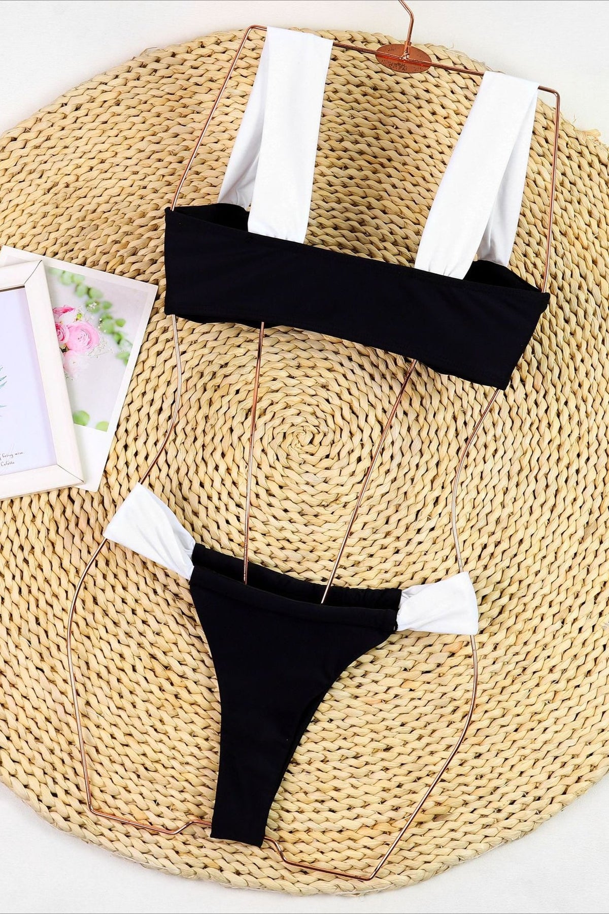 Patchwork Strapless Push Up Bikini Set