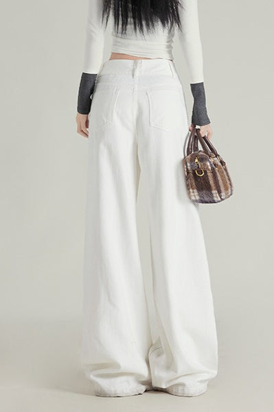 Wide Leg Flare High Waist Fleece Lined Jeans