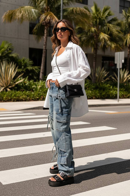 Azure Medieval Roomy Y2K Cargo Pant