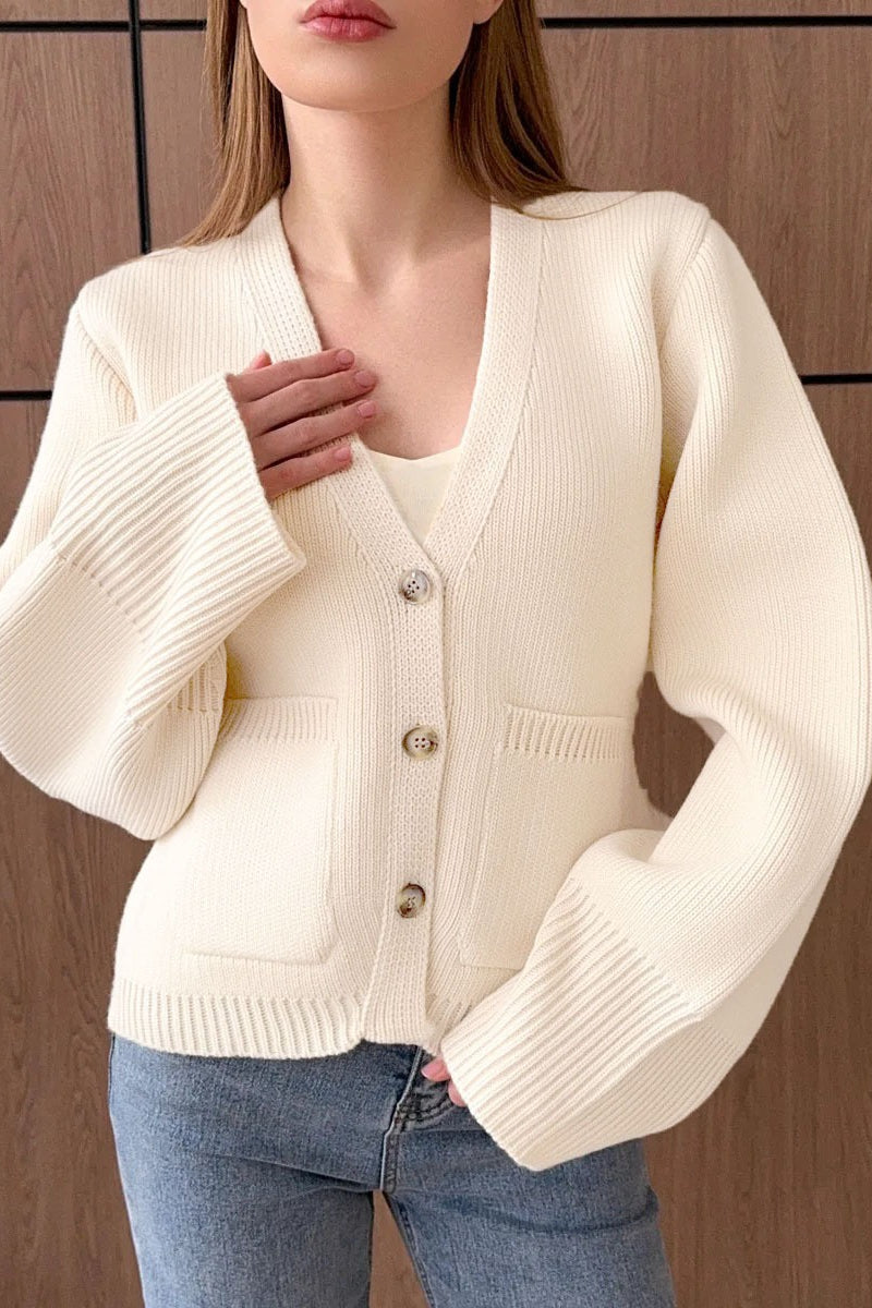 V Neck Pocket Detail Cardigan