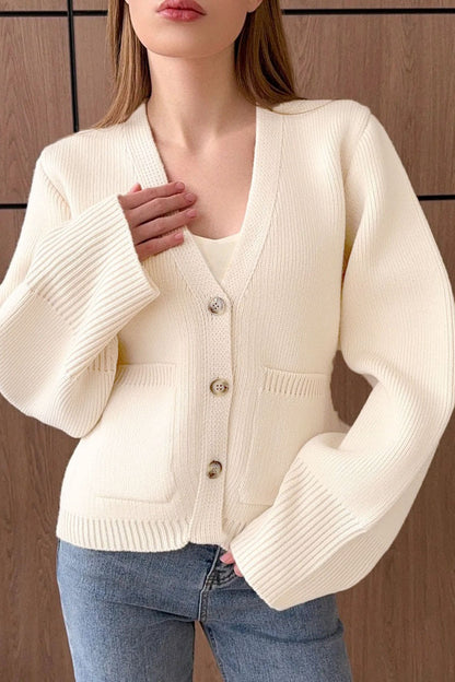 V Neck Pocket Detail Cardigan