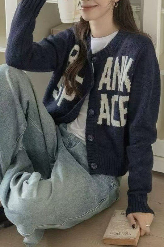 Loose Fit Letter Embroidery Sweater