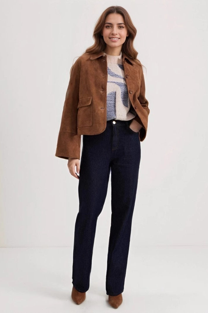 Mid-weight Suede Notch Collar Coat
