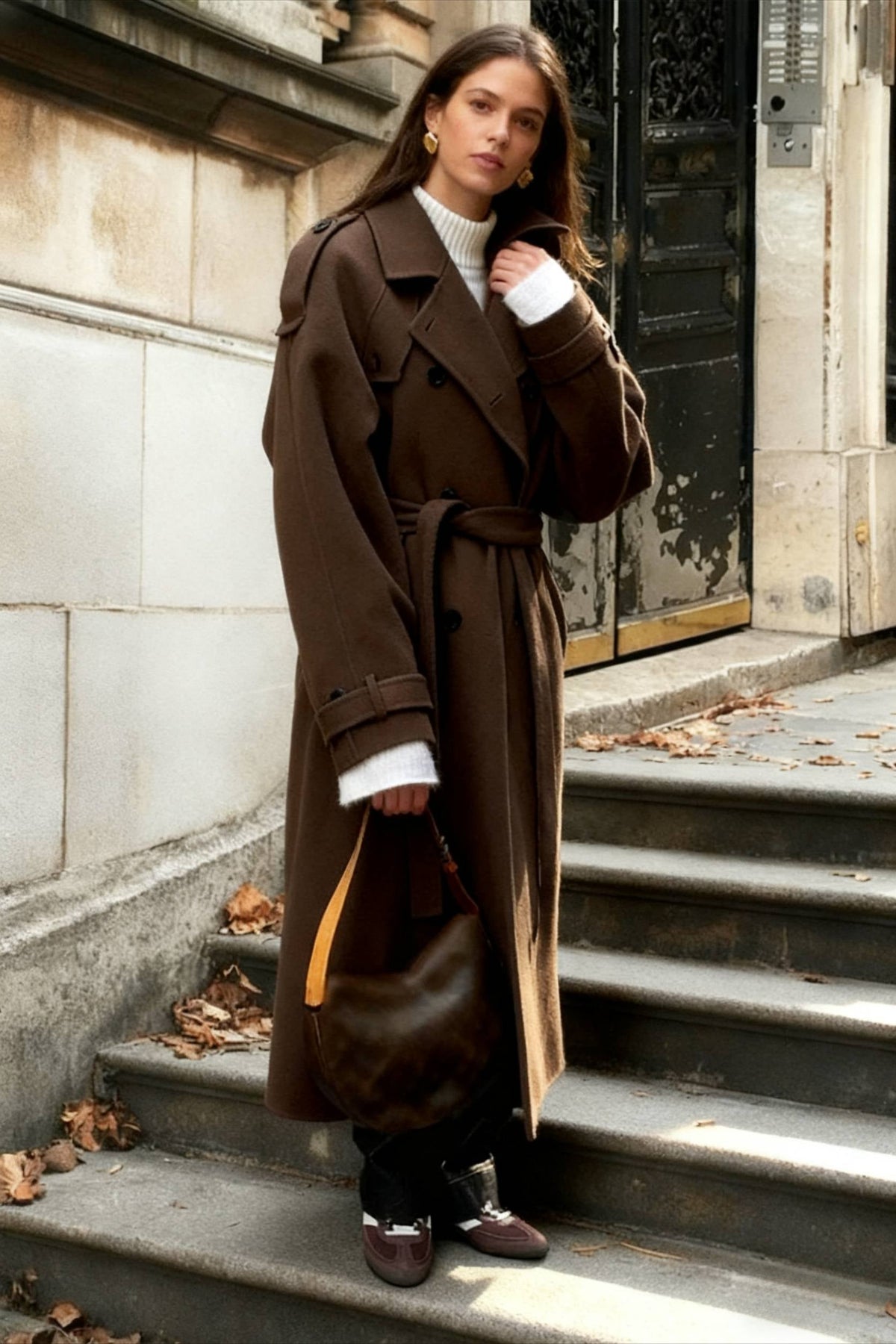 Casual Turn-Down Collar Double-Breasted Overcoat