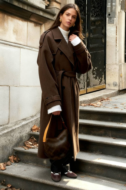 Casual Turn-Down Collar Double-Breasted Overcoat