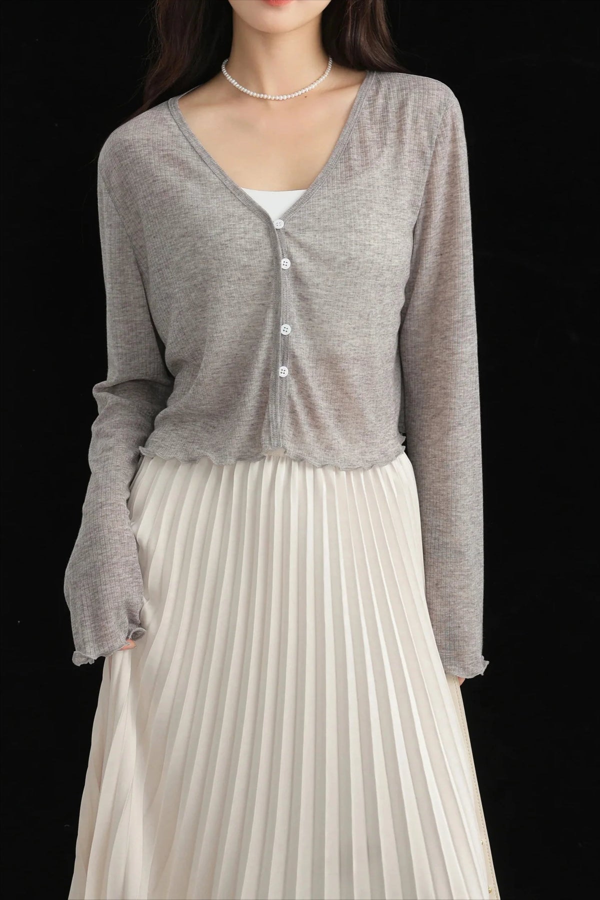 Tencel V-Neck Cropped Cardigan