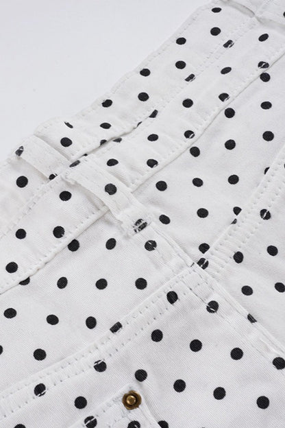 Polka Dot Low Rise Denim Mini Shorts