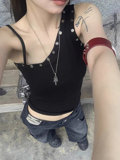 One Shoulder Sling Slinky Chic Crop Top