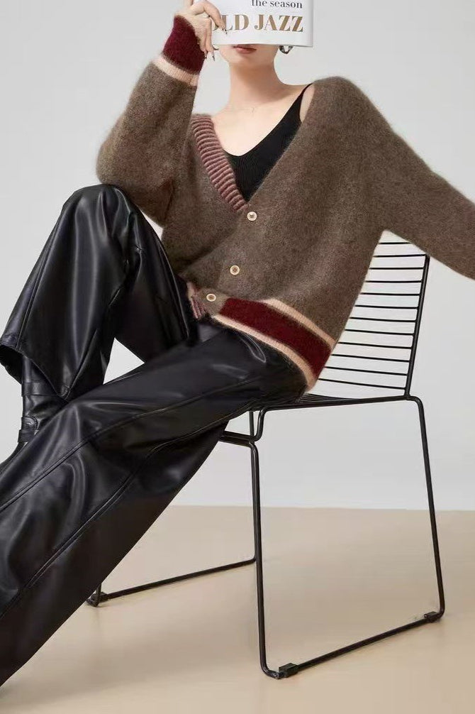 Long Sleeve Color-block Striped Sweater