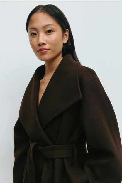 Structured Double Faced Wool Midi Coat