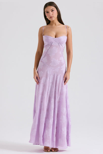 Dainty Lace Spaghetti Strap Tie Waist Prom Dress