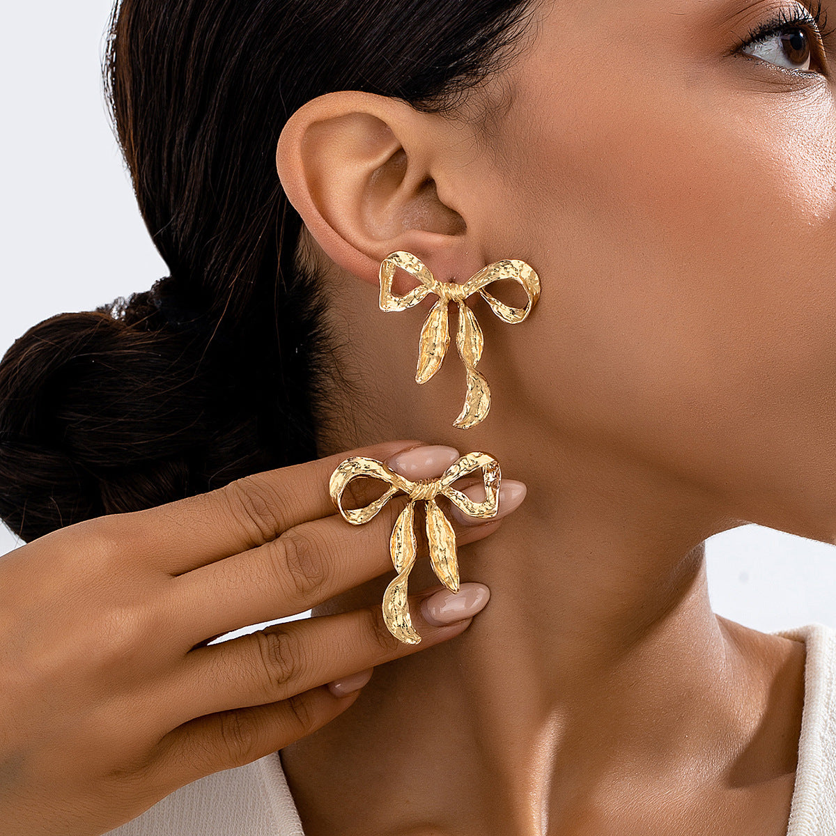 Liquid Irregular Ruched Bow Earrings