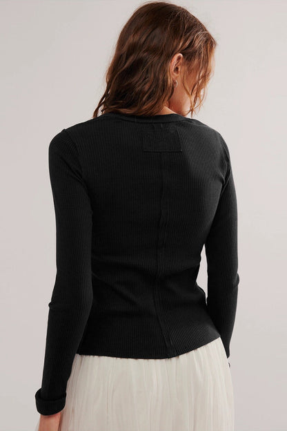 Round Neck Long Sleeve Ribbed Cardigan