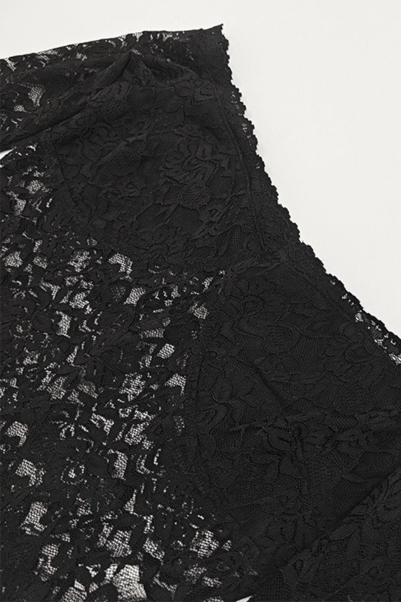 Off Shoulder Lace Bodycon Long Sleeve Tee