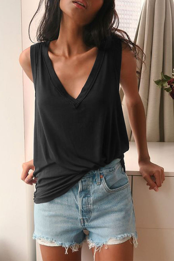 V-neck loose breathable and comfortable sleeveless top