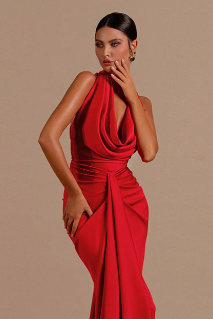 Satin Halter Backless Birthday Dress
