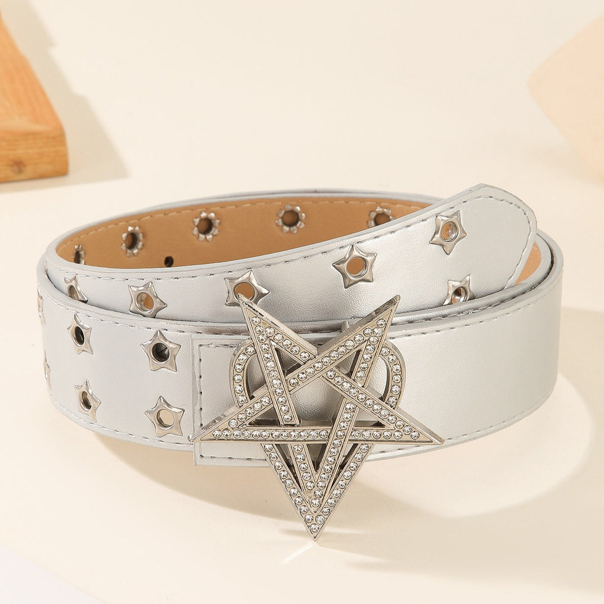 Punk Star Rhinestone Studded Hollow Belt