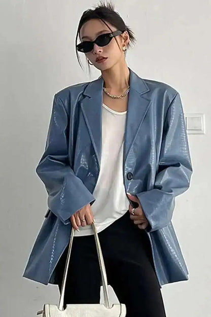 PU Leather Oversized Casual Blazer