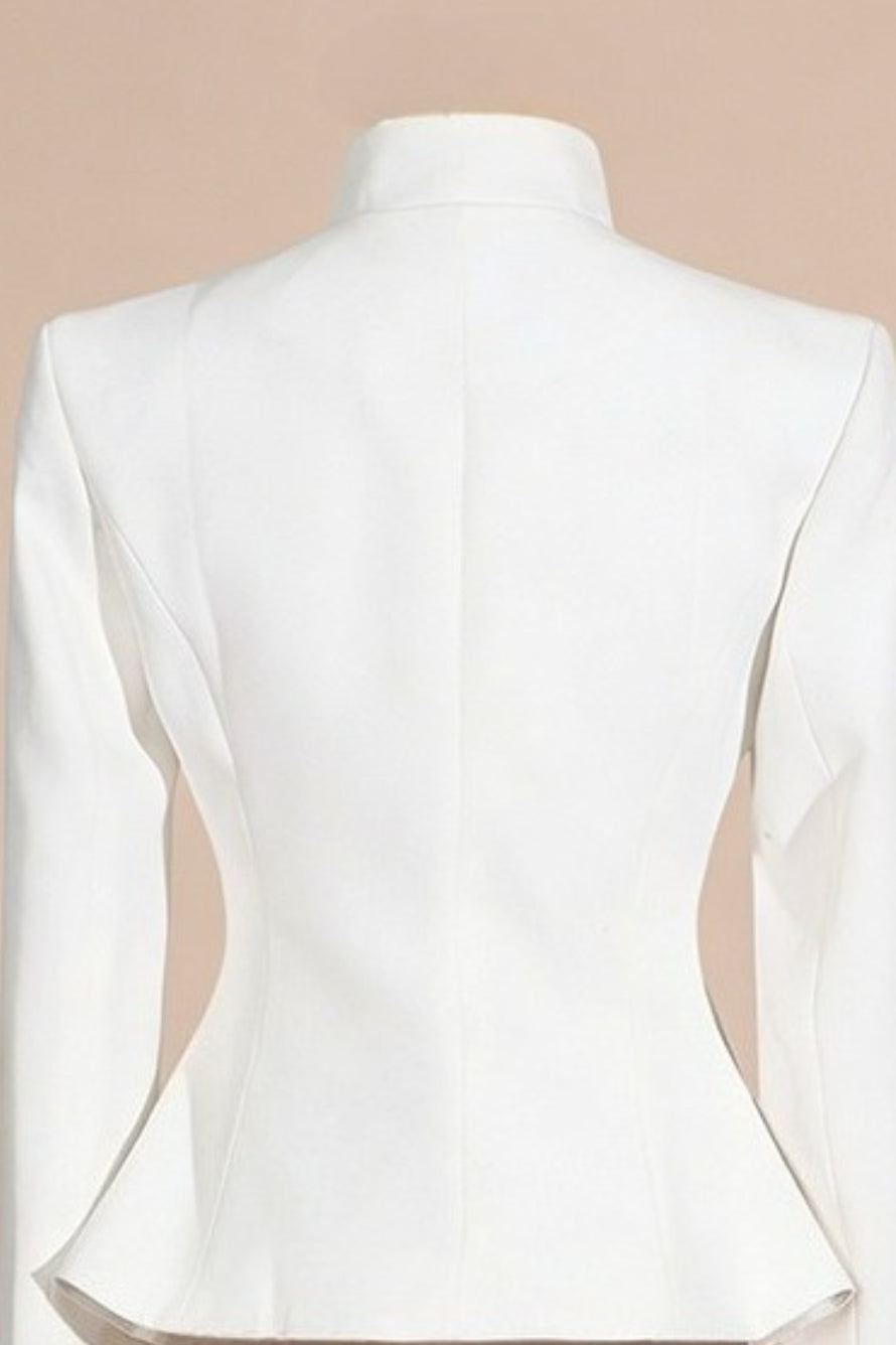 Elegant Two Piece Blazer Pleated Skirt Set