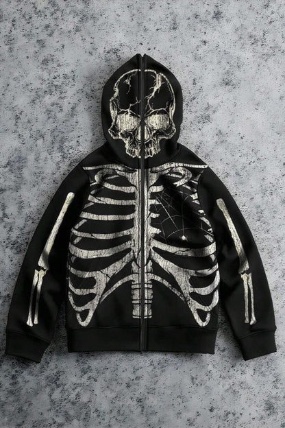 Skeleton Graphic Zip Up Hoodie