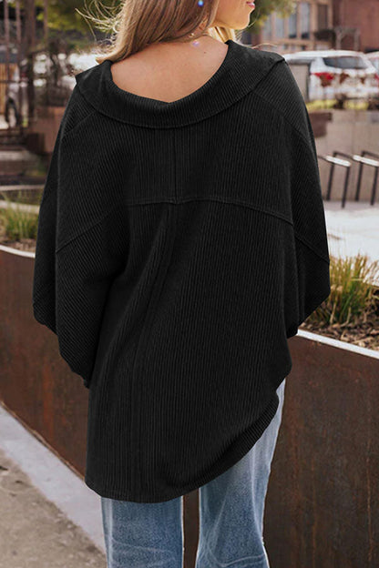 Lapel Knit Long Sleeve Top