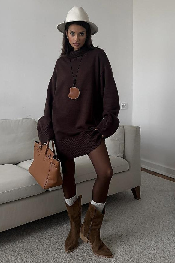 Loose Fit Long Turtleneck Sweater