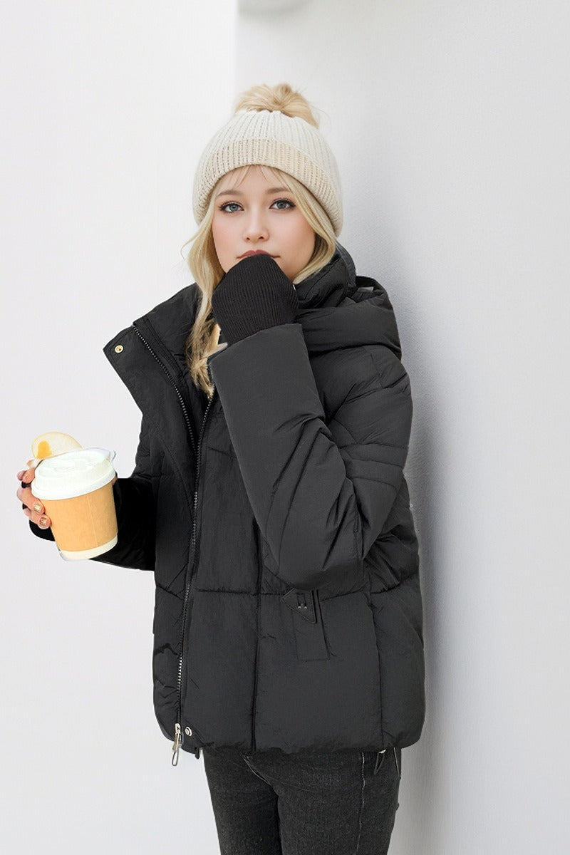 Quilted Down Blend Cropped Coat