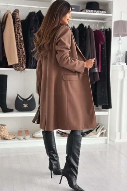 Explosive Model Plain Single Breasted Simple Woolen Long Sleeve Overcoat