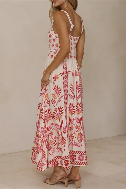 Linen Lace Trim Spaghetti Strap Boho Dress