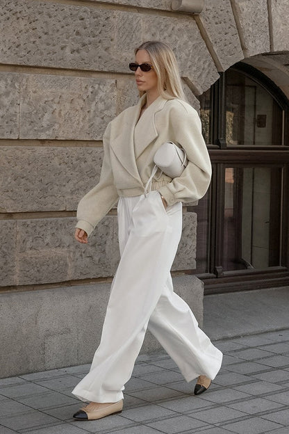 Office Ready Notch Lapel Wool Blend Coat