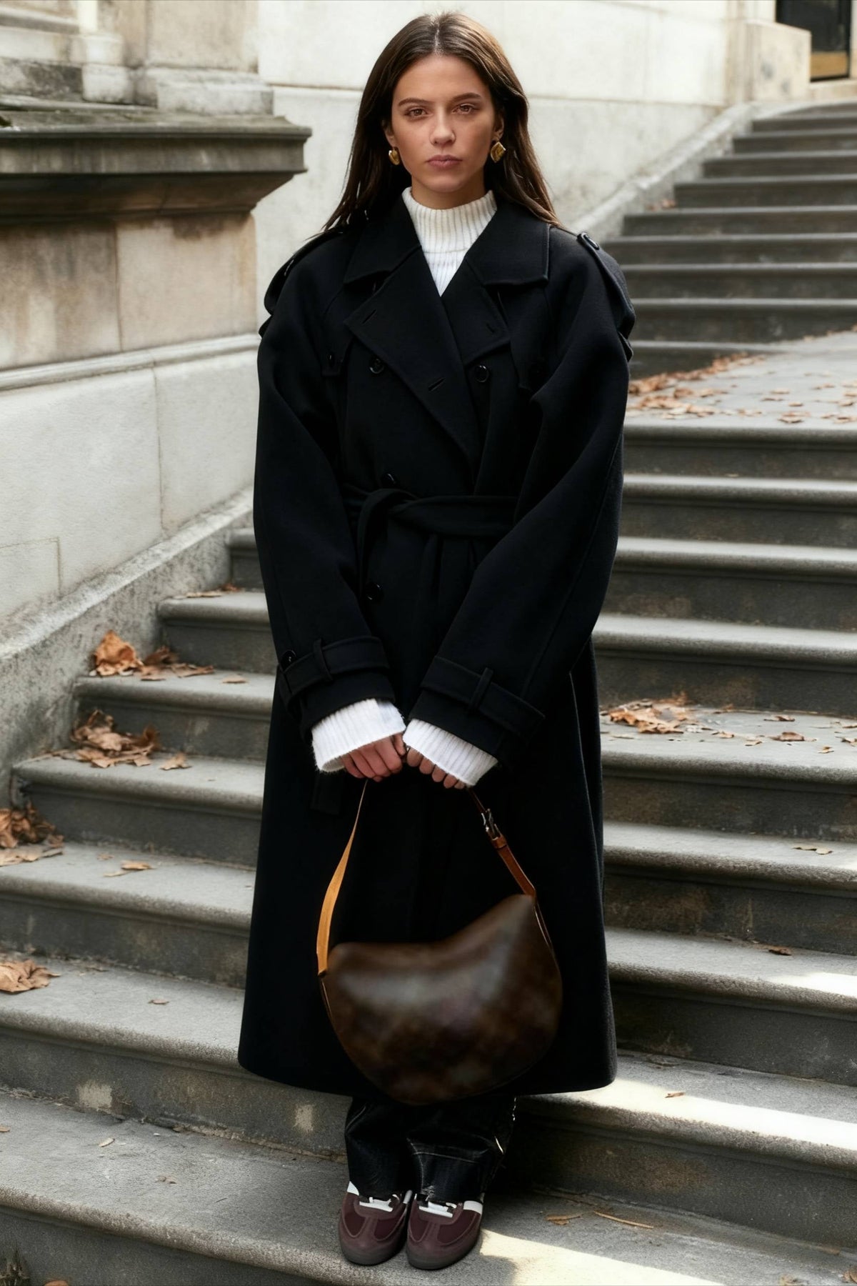 Casual Turn-Down Collar Double-Breasted Overcoat