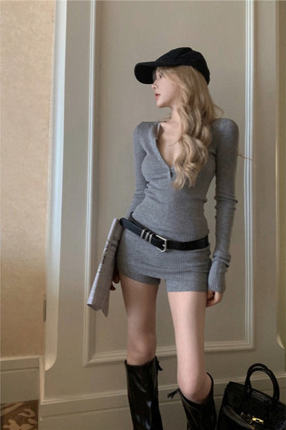 Slinky Knit Sweater Shorts Knit Set