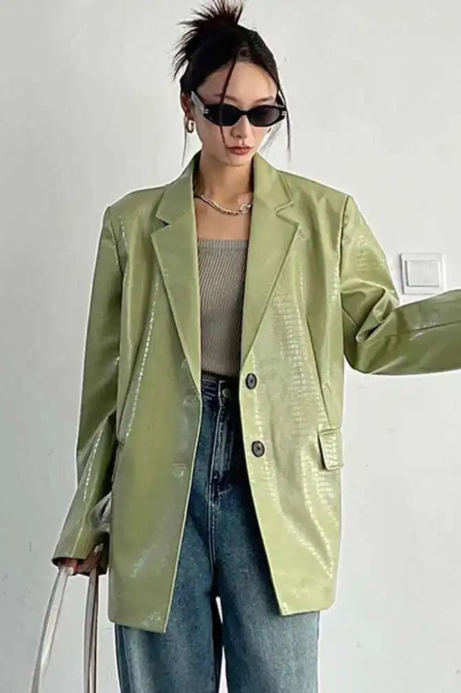 PU Leather Oversized Casual Blazer