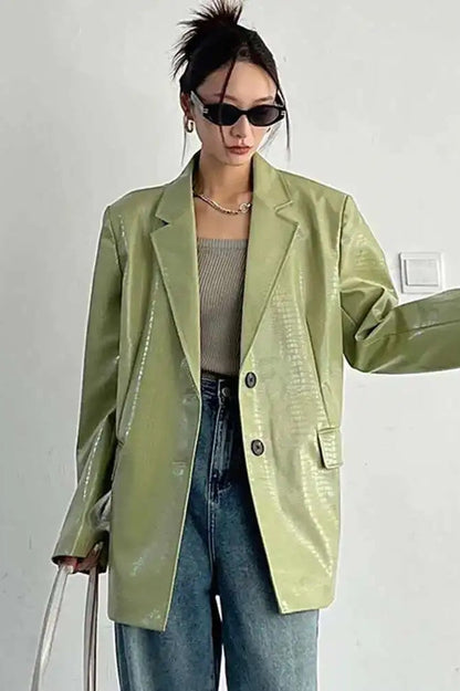 PU Leather Oversized Casual Blazer