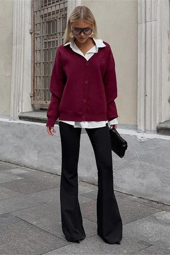 Solid Color Buttoned Sweater