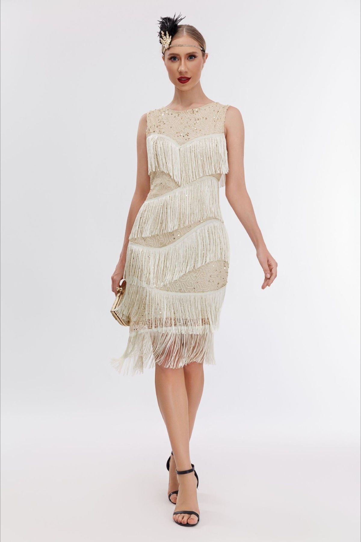 Vintage Beaded Fringe Party Dress