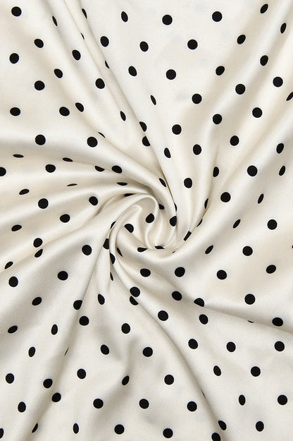 Polka Dot Spaghetti Strap Rosette Applique Slip Maxi Dress
