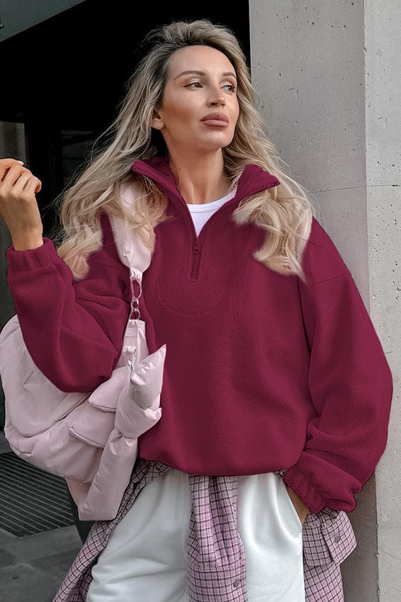 Sherpa Fleece Oversized Casual Sweatshirt