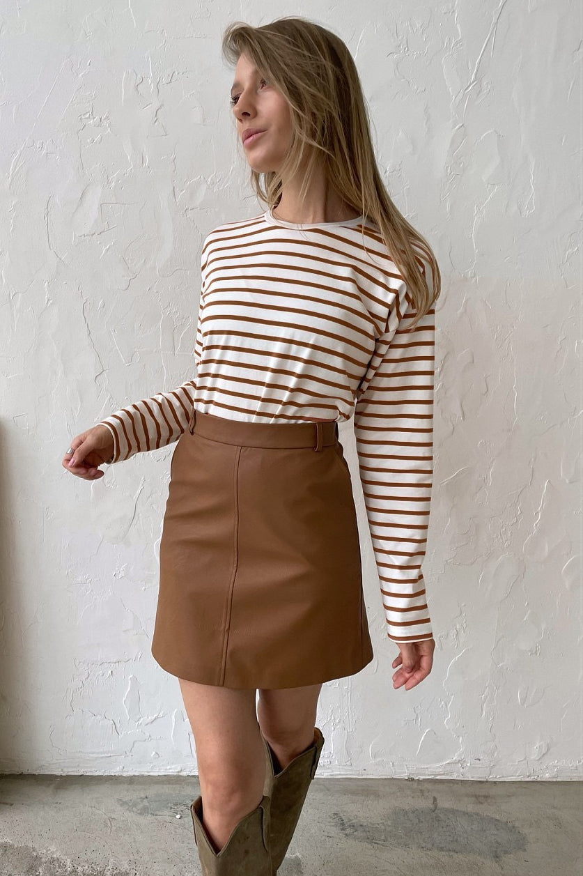 Cotton Striped Crew Neck Long Sleeve Tee