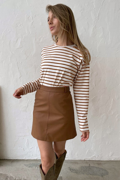 Cotton Striped Crew Neck Long Sleeve Tee