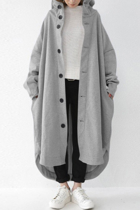 Oversized Hooded Long Overcoat