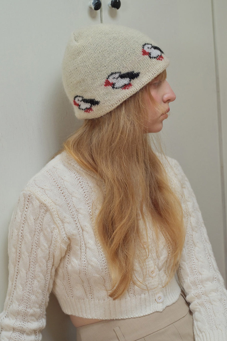 Rabbit Wool Blend Jacquard Knit Hat